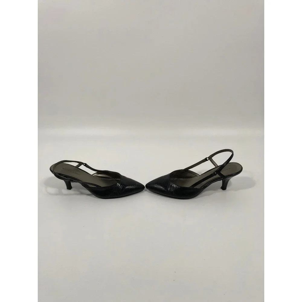 Bandolino Slingback Pointed Toe Kitten Heels Women 7.5 Black 90s Minimalist Chic